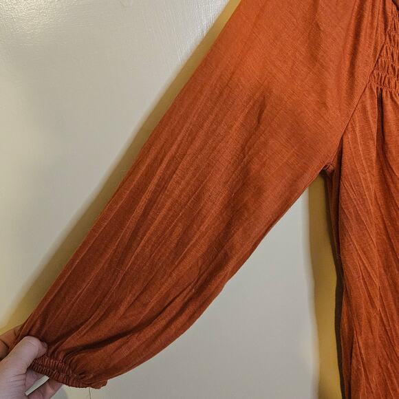 Debbie Morgan Size Medium M Burnt Orange Boho Oversized Stretchy Flowy - Picture 2 of 9